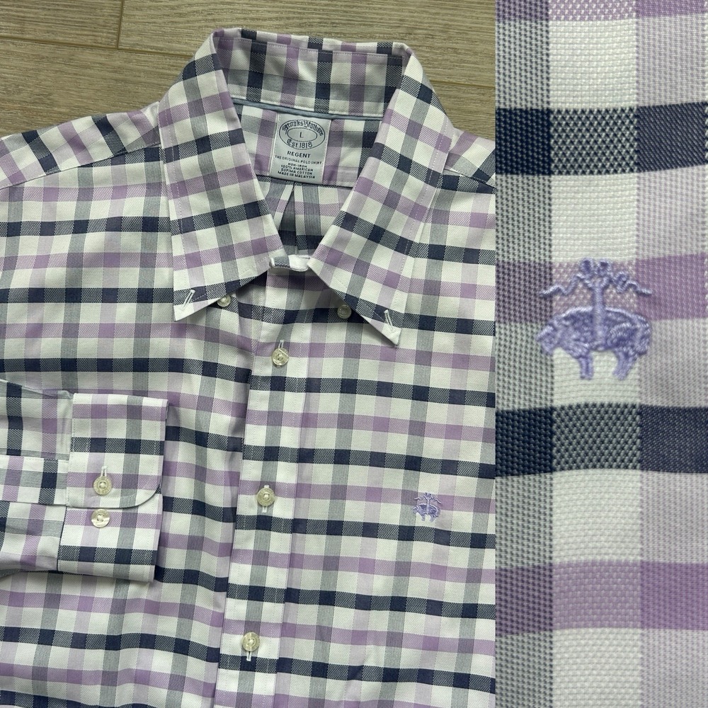 Brooks Brothers Large Regent Fit Men's Button Down Shirt Non Iron Supima Cotton